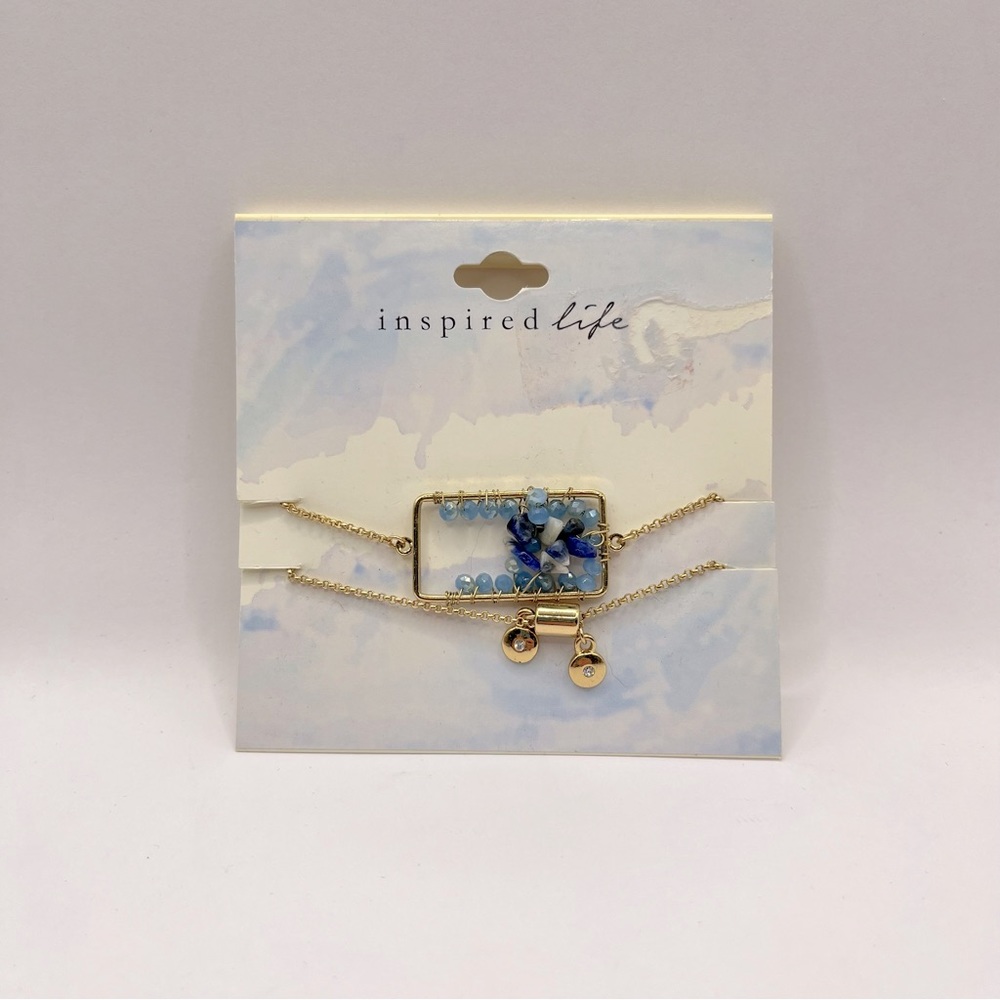 INSPIRED LIFE Stone Cluster Slider Bracelet - Blue